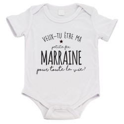 Body bébé - Cadeau Baptême - imprimé humour - Veux tu être ma petite fée marraine ?