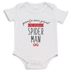 Body bébé - Cadeau Baptême - imprimé humour - Quand je serai grand je serai un super héros