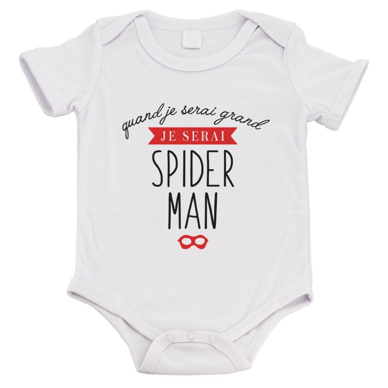 Body bébé - Cadeau Baptême - imprimé humour - Quand je serai grand je serai un super héros