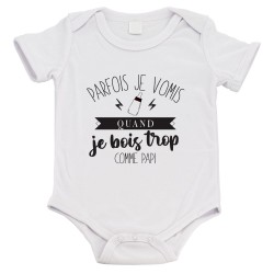 Body bébé - Cadeau Baptême - imprimé humour - Parfois je vomis quand je bois trop comme Papi