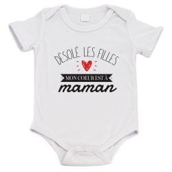 Body bébé - Cadeau Baptême - imprimé humour - Désolé les filles mon coeur est a maman