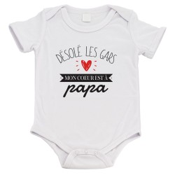 Body bébé - Cadeau Baptême - imprimé humour - Désolé les filles mon coeur est a papa