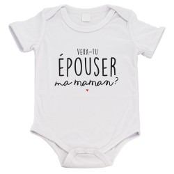Body bébé - Cadeau Baptême - imprimé humour - Veux tu épouser ma maman?