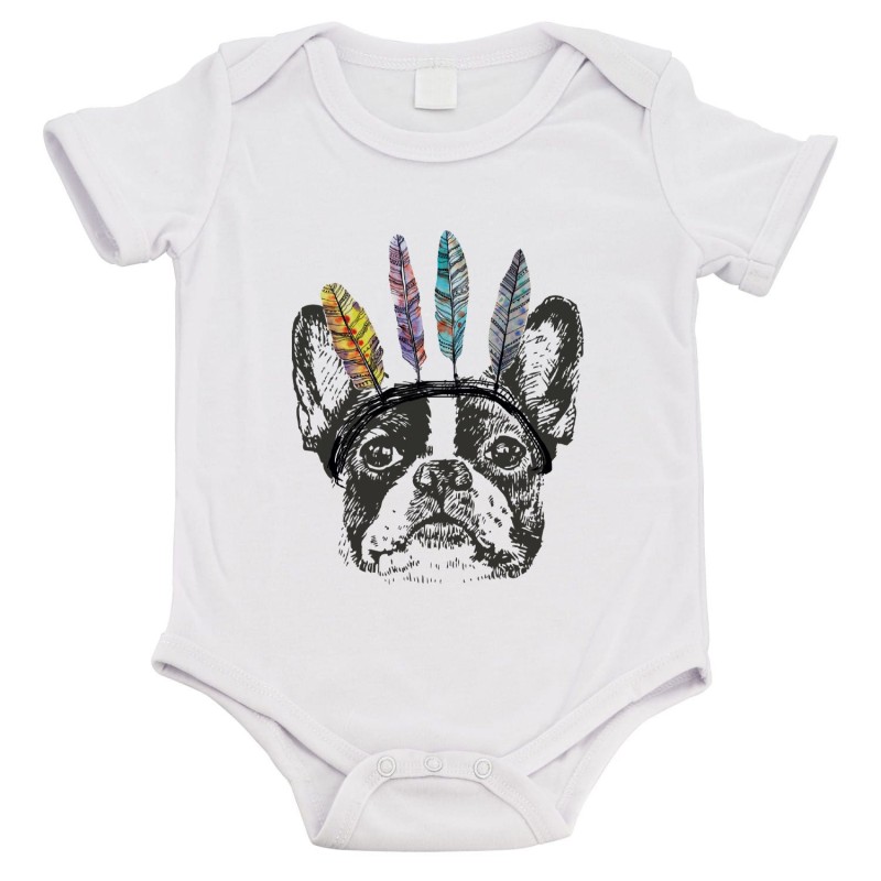 Body bébé - Cadeau Baptême - imprimé humour - Chien indien