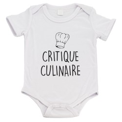 Body bébé - Cadeau Baptême - imprimé humour - Critique culinaire