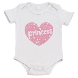 Body bébé - Cadeau Baptême - imprimé humour - coeur rose Princess