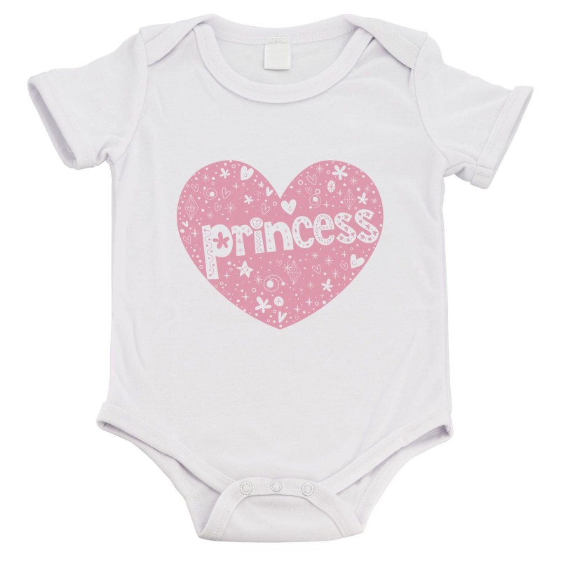 Body bébé - Cadeau Baptême - imprimé humour - coeur rose Princess
