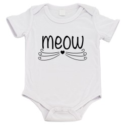 Body bébé - Cadeau Baptême - imprimé humour - chat Meow