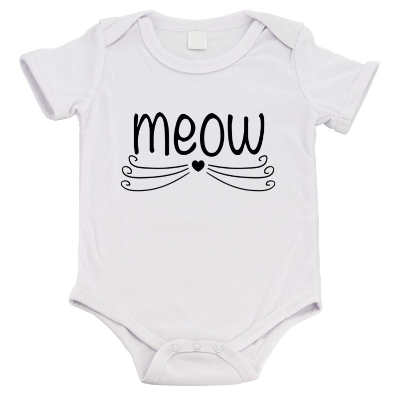 Body bébé - Cadeau Baptême - imprimé humour - chat Meow