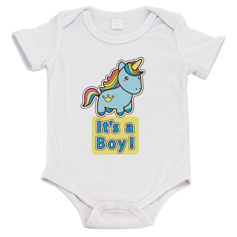 Body bébé - Cadeau Baptême - imprimé humour - Licorne its a boy
