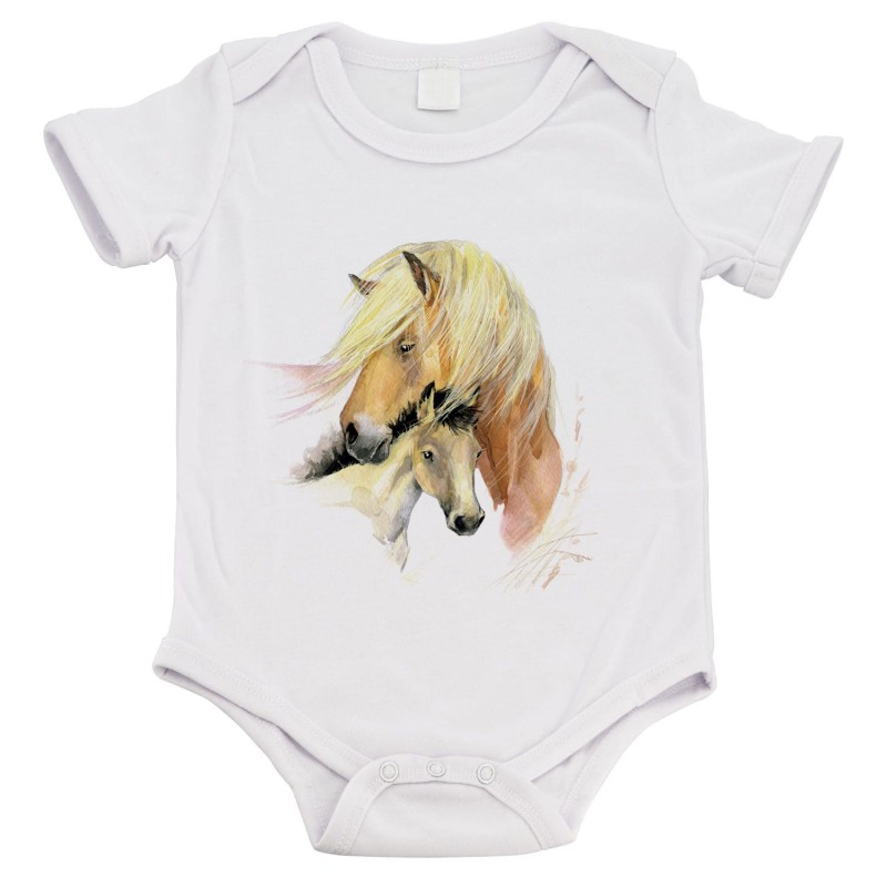 Body bébé - Cadeau Baptême - imprimé humour - cheval