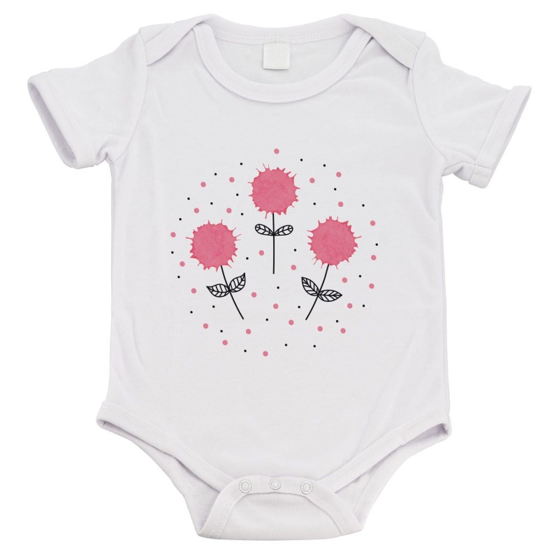 Body bébé - Cadeau Baptême - imprimé humour - fleurs
