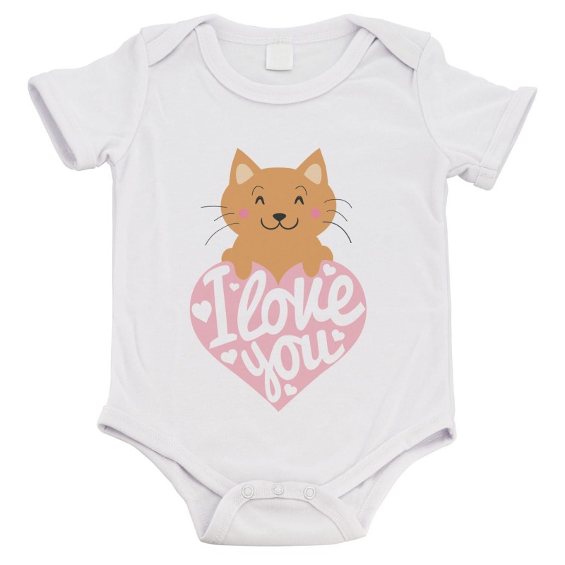 Body bébé - Cadeau Baptême - imprimé humour - Chat love you