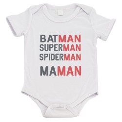 Body bébé - Cadeau Baptême - imprimé humour - super heros maman