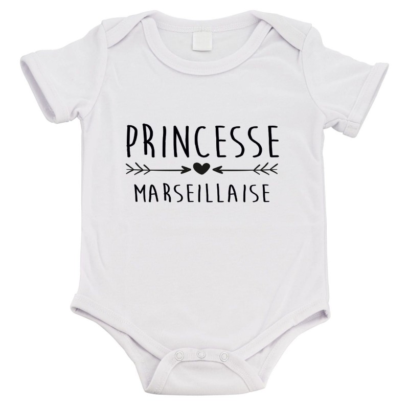 Body bébé - Cadeau Baptême - imprimé humour - Princesse Marseillaise