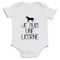 Body bébé - Cadeau Baptême - imprimé humour - Je suis une licorne