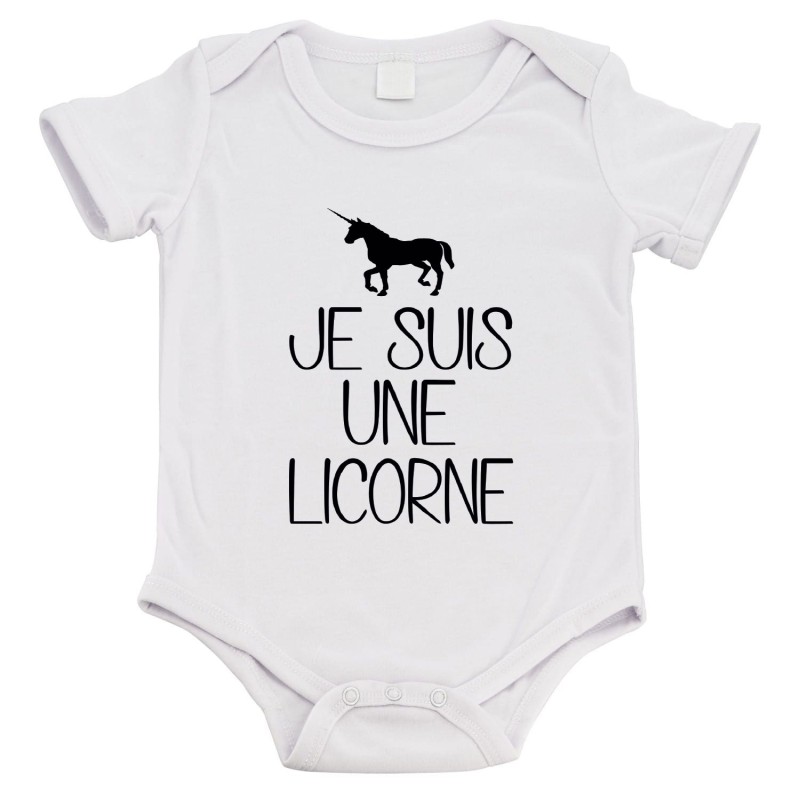 Body bébé - Cadeau Baptême - imprimé humour - Je suis une licorne