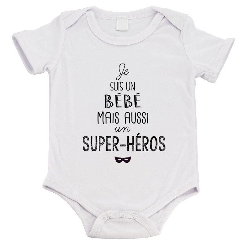 Body bébé - Cadeau Baptême - imprimé humour - Je suis un bébé mais aussi un super héros