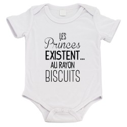 Body bébé - Cadeau Baptême - imprimé humour - Les princes existent au rayon biscuits