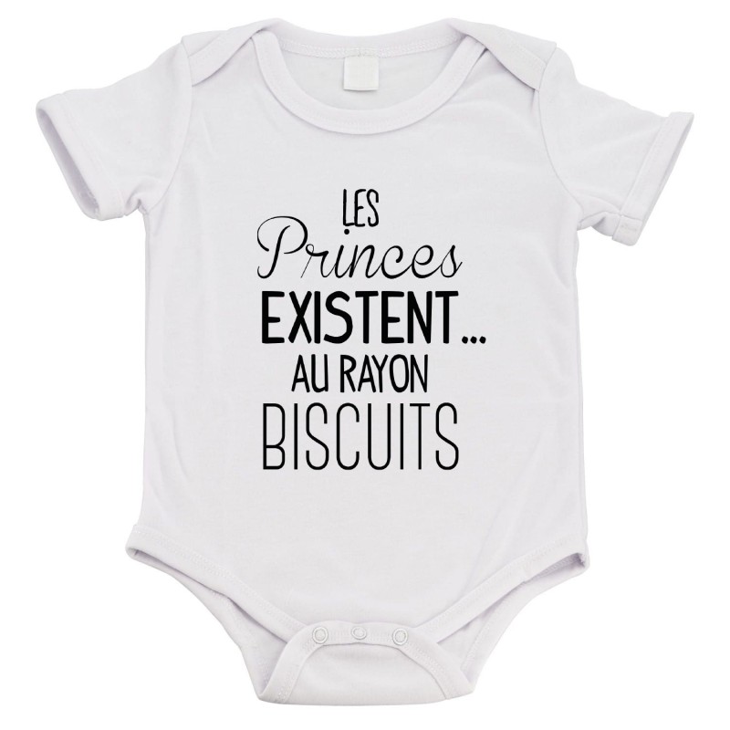 Body bébé - Cadeau Baptême - imprimé humour - Les princes existent au rayon biscuits