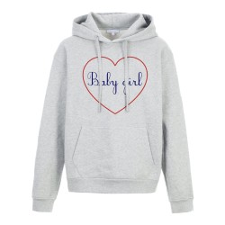 Sweat shirt à Capuche - Hoodie - Cadeau Saint valentin - Imprimé citation - Coeur Baby girl - REFSWC2474 - Fabriqué en France