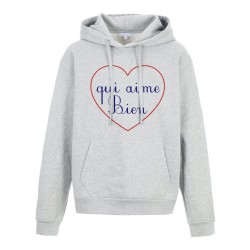 Sweat shirt à Capuche - Hoodie - Imprimé citation - coeur Qui aime bien
