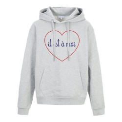 Sweat shirt à Capuche - Hoodie - Imprimé citation - coeur il est a moi