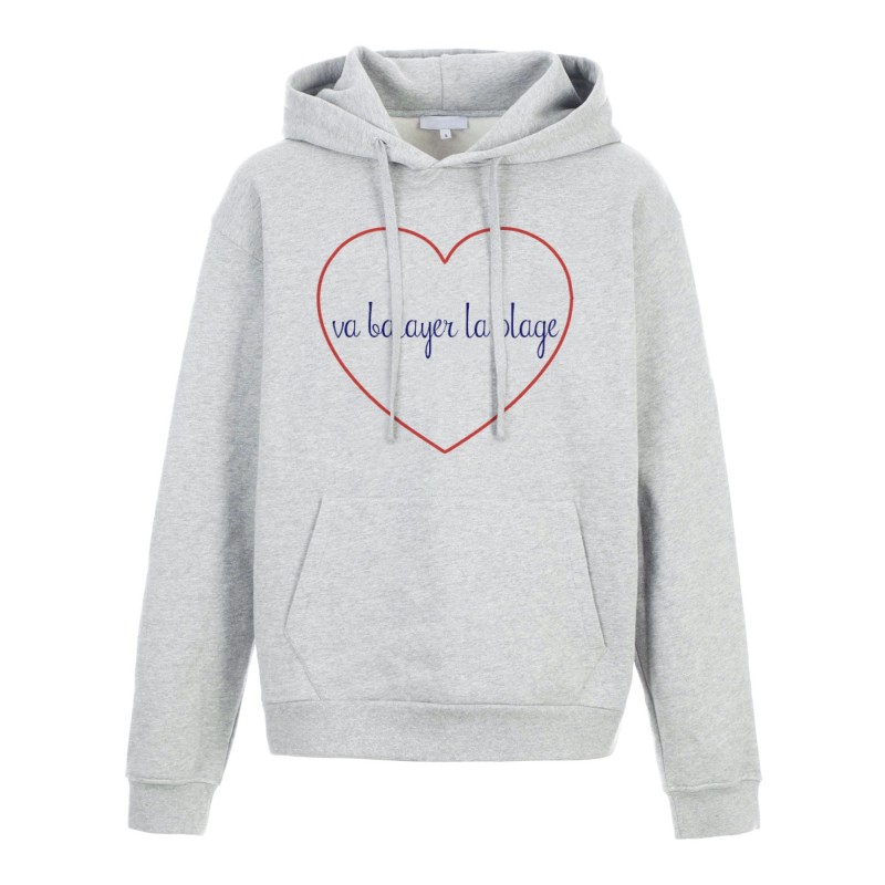 Sweat shirt à Capuche - Hoodie - Imprimé citation - coeur Va balayer la plage