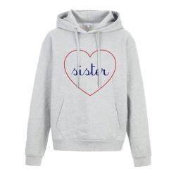 Sweat shirt à Capuche - Hoodie - Imprimé citation - coeur Sister