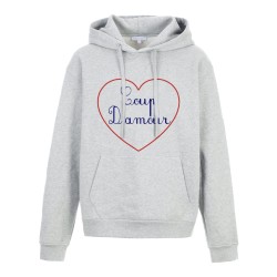 Sweat shirt à Capuche - Hoodie - Imprimé citation - coeur Coup d'amour