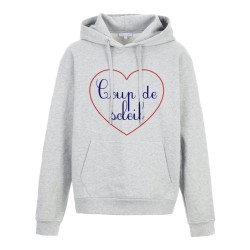Sweat shirt à Capuche - Hoodie - Imprimé citation - coeur Coup de soleil