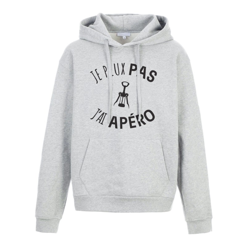 Sweat shirt à Capuche - Hoodie - Imprimé citation - Je peux pas j'ai apéro