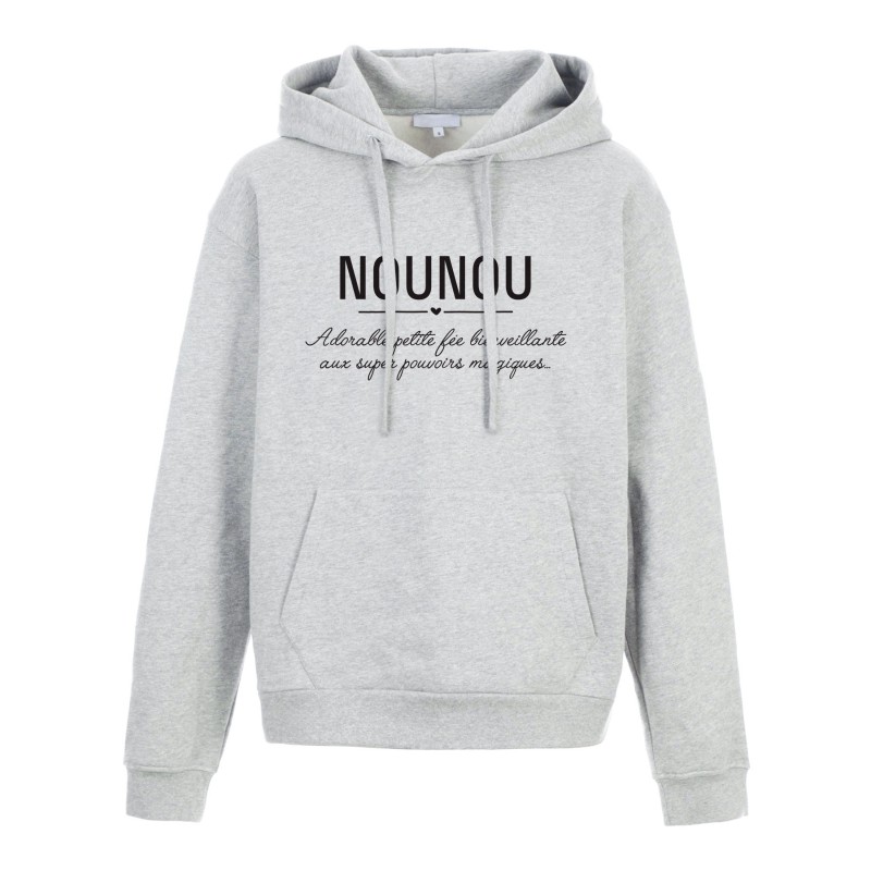 Sweat shirt à Capuche - Hoodie - Imprimé citation - humour Nounou adorable petite fée bienveillante