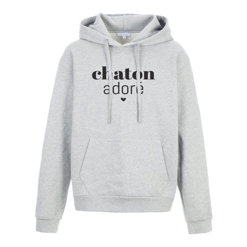 Sweat shirt à Capuche - Hoodie - Imprimé citation - humour Saint valentin Chaton adoré