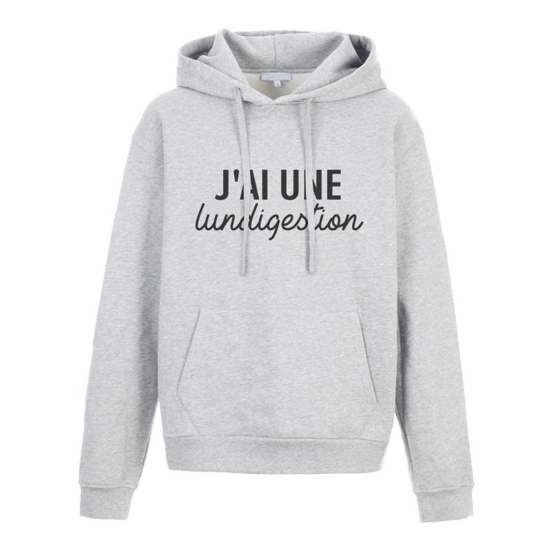 Sweat shirt à Capuche - Hoodie - Imprimé citation - humour J'ai une lundigestion