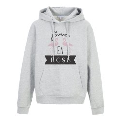 Sweat shirt à Capuche - Hoodie - Imprimé citation - humour citation Flemme en rose