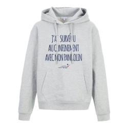 Sweat shirt à Capuche - Hoodie - Imprimé citation - humour citation J'ai survécu au confinement avec pangolin