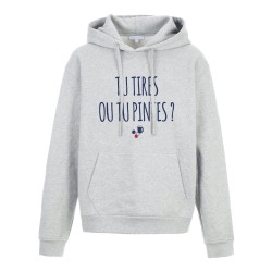 Sweat shirt à Capuche - Hoodie - Imprimé citation - humour citation Tu tires ou tu pintes?