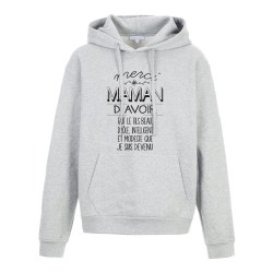 Sweat shirt à Capuche - Hoodie - Imprimé citation - Merci maman d'avoir fait le fils beau intelligent que je suis devenu