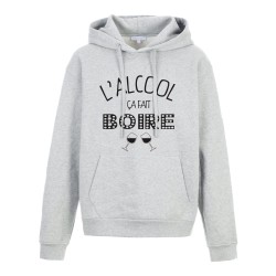 Sweat shirt à Capuche - Hoodie - Imprimé citation - L'alcool ca fait boire