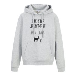 Sweat shirt à Capuche - Hoodie - Imprimé citation - J'peux pas je promène mon lama