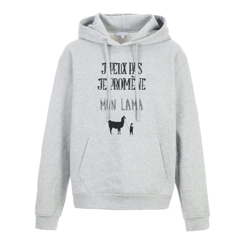 Sweat shirt à Capuche - Hoodie - Imprimé citation - J'peux pas je promène mon lama