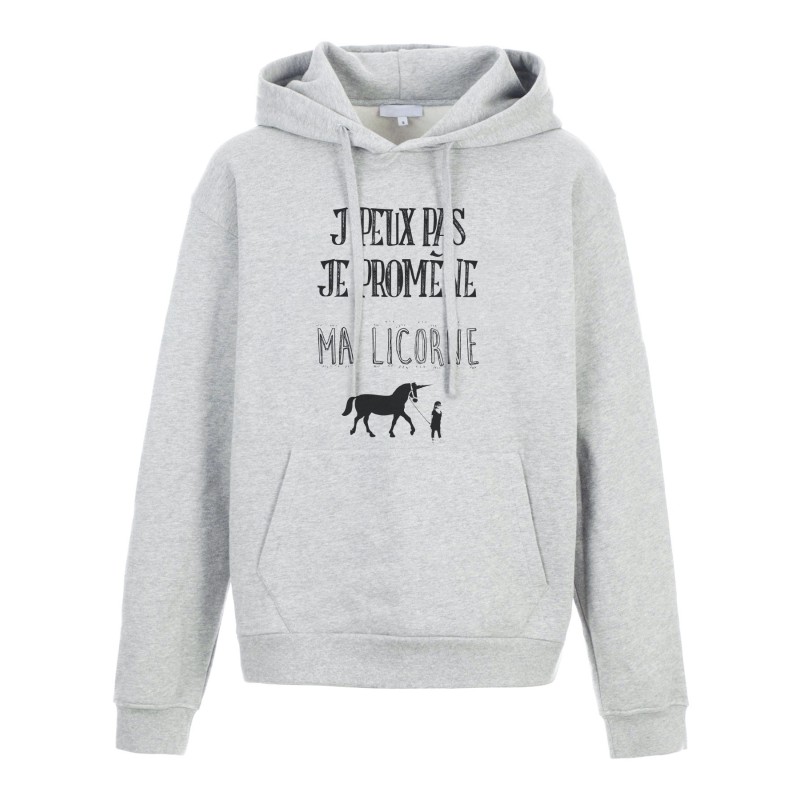 Sweat shirt à Capuche - Hoodie - Imprimé citation - J'peux pas je promène ma licorne
