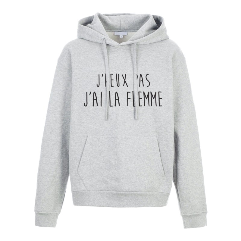 Sweat shirt à Capuche - Hoodie - Imprimé citation - J'peux pas J'ai la flemme
