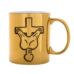 Mug tasse céramique - Couleur Or - Imprimé illustration d'artiste - crucifix Penis