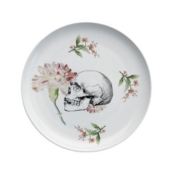 Assiette céramique - Imprimé Cabinet curiosité - Tête de mort floral