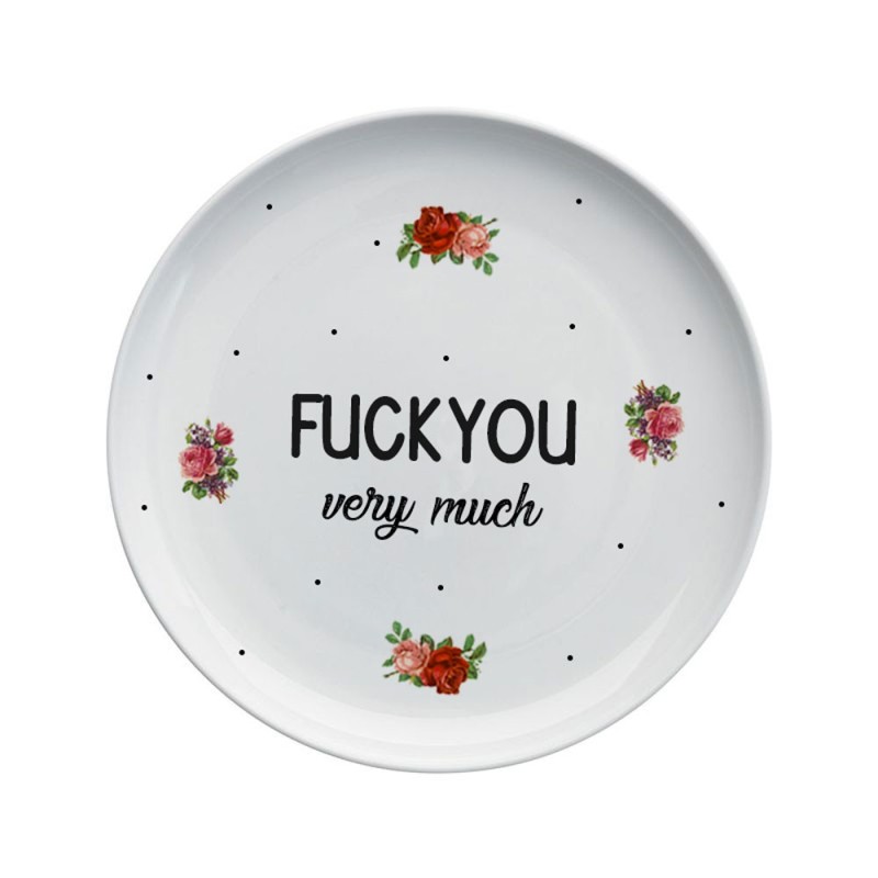 Assiette céramique - Imprimé Cabinet curiosité - Fuck you very much