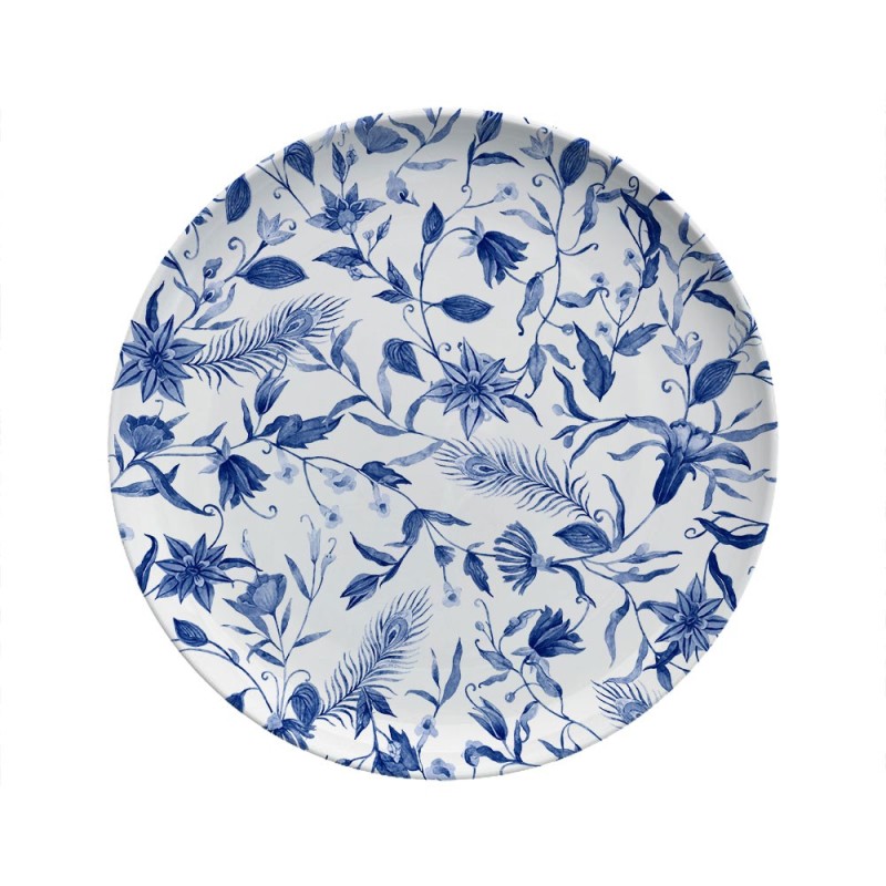 Assiette céramique - Imprimé Cabinet curiosité - Fleurs bleues vintage