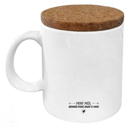 Mug tasse - Céramique avec couvercle en liège - imprimé - Citation Fête des mères - Future maman d'amour rendez vous dans 9 mois