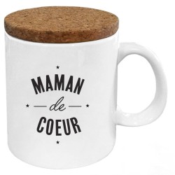 Mug tasse - Céramique avec couvercle en liège - imprimé - Citation Fête des mères - Maman de coeur